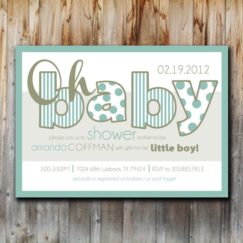 Baby Shower Invitation: Oh Baby Boy, Printable, Digital File
