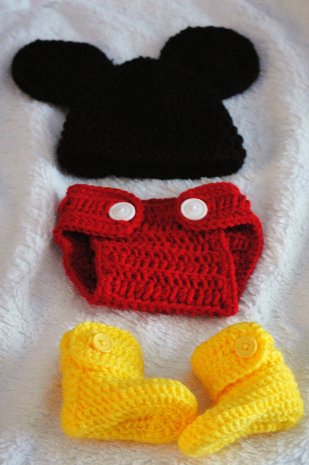Crocheted Mickey Mouse Photo Prop for Infant - Size 0-3