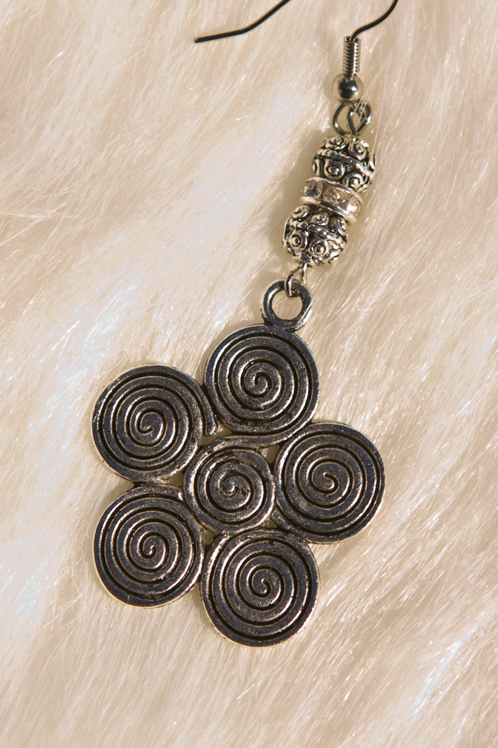 Tibetan Silver Charms & Beads and Glass Crystal Dangle Earrings