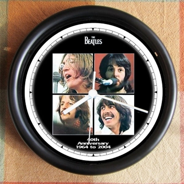 THE BEATLES 40th ANNIVERSARY 10 inch Resin Wall Clock 1964 to 2004 Weddings Christmas QuickShip