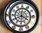 SUPER MARIO BROTHERS Spiral Dali Nautilis Mario Charactors 8 Bit 10 inch Resin Wall Clock Under 25.00