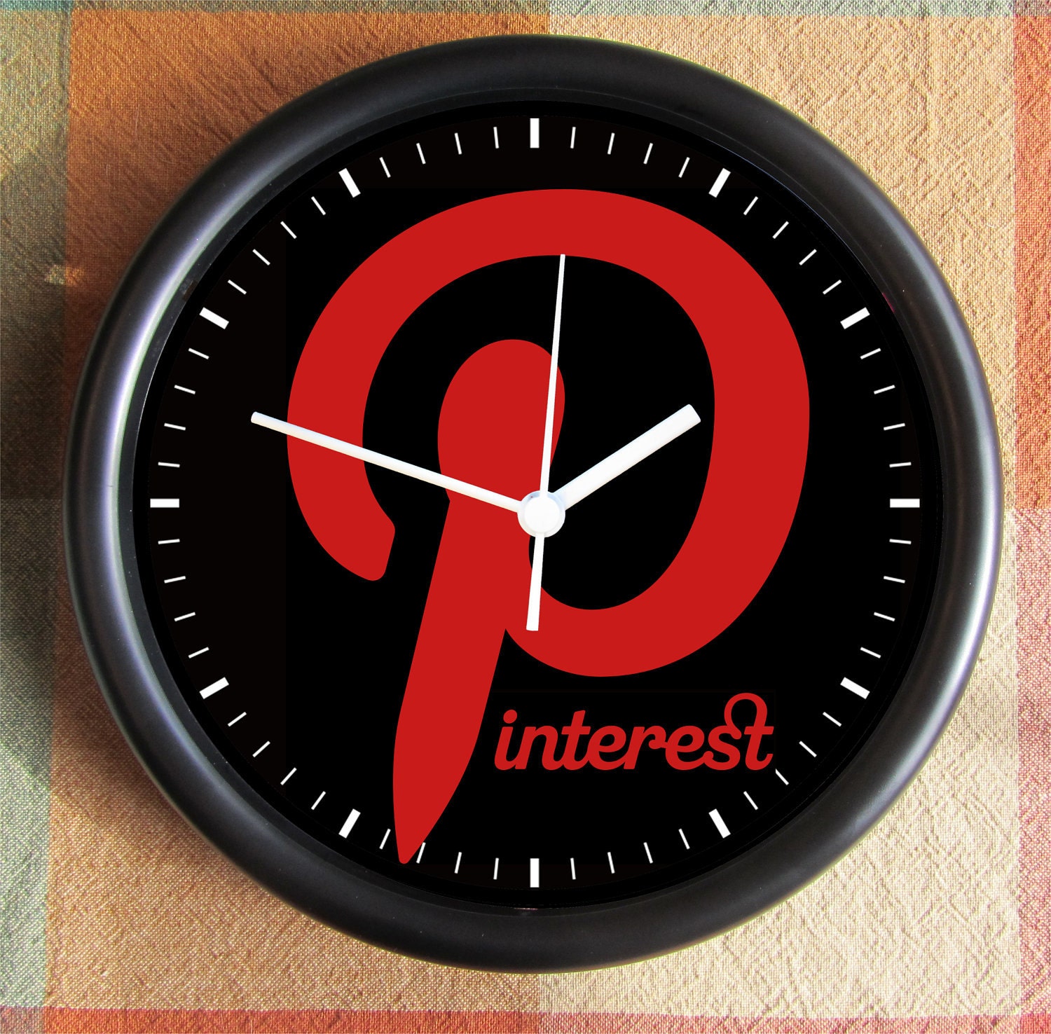 PINTEREST LOGO Hot new site Shopping Etsy 10 inch Resin Wall Clock Fathers Day Graduation Christmas QuickShip