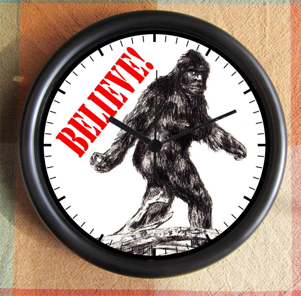 SASQUATCH BIGFOOT YETI Believe sketch Squatching 10 inch Resin Wall Clock Fathers Day Graduation Christmas QuickShip