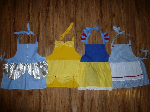 CHILDS Custom Princess or Character theme dress up apron of YOUR CHOICE princess party baking