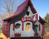 Wonderful, unique WSU birdhouse. 100% all wood. Clear sealed against the elements. Bottom opens for easy cleaning.