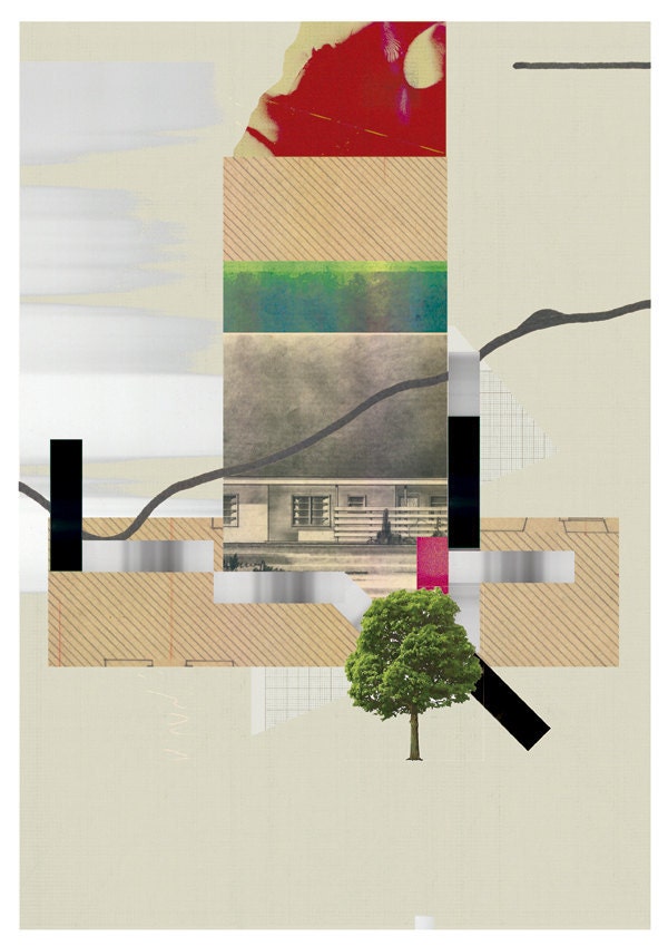 landscape art print- mixed media digital collage