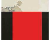 red square art print- mixed media digital collage
