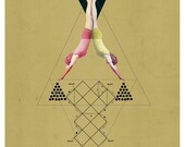The flying exercise II - art print- mixed media digital collage