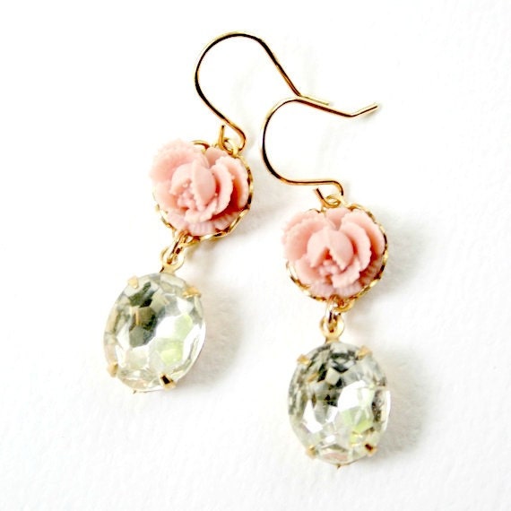 Pink Blush Romantic Rose Crystal Earrings