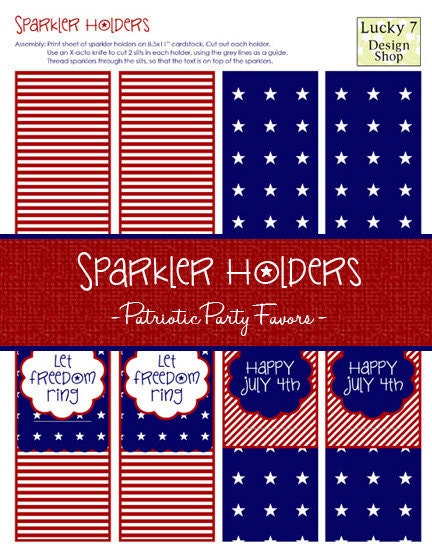 Sparkler Holders - Printable - 4th of July Party Supply