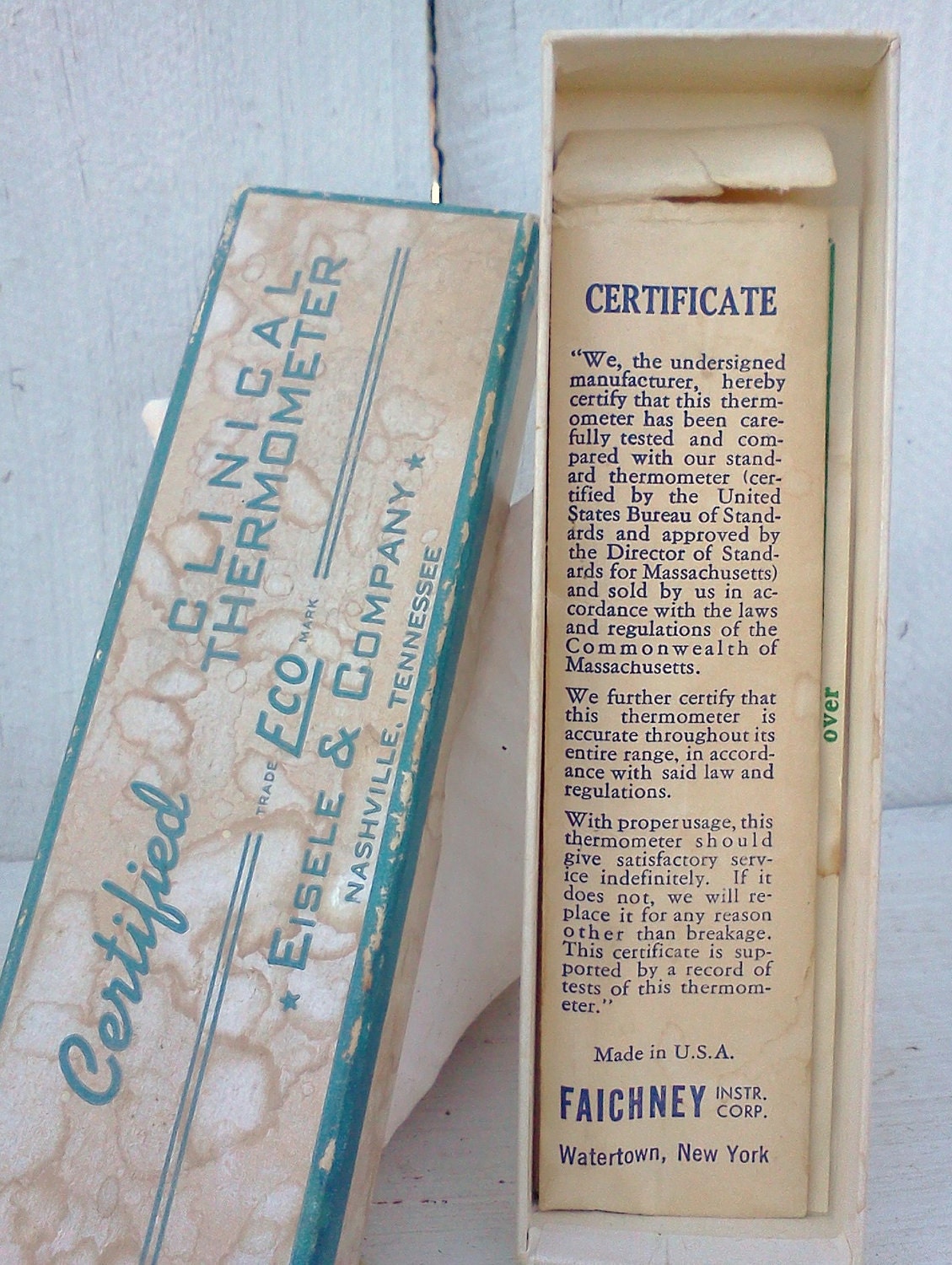 Vintage Medical Glass Eisele & Company Thermometer 1950's Clinical Nurse Doctor Collectible