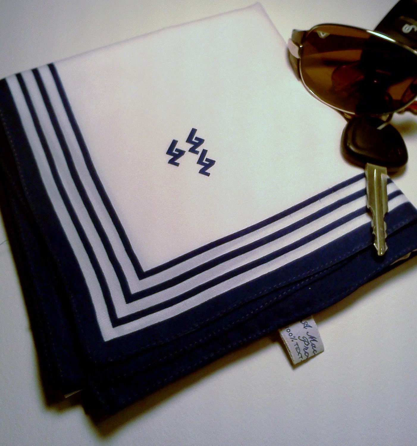 Vintage scarf Nautical Blue and white scarf  A Macclesfield Scarf