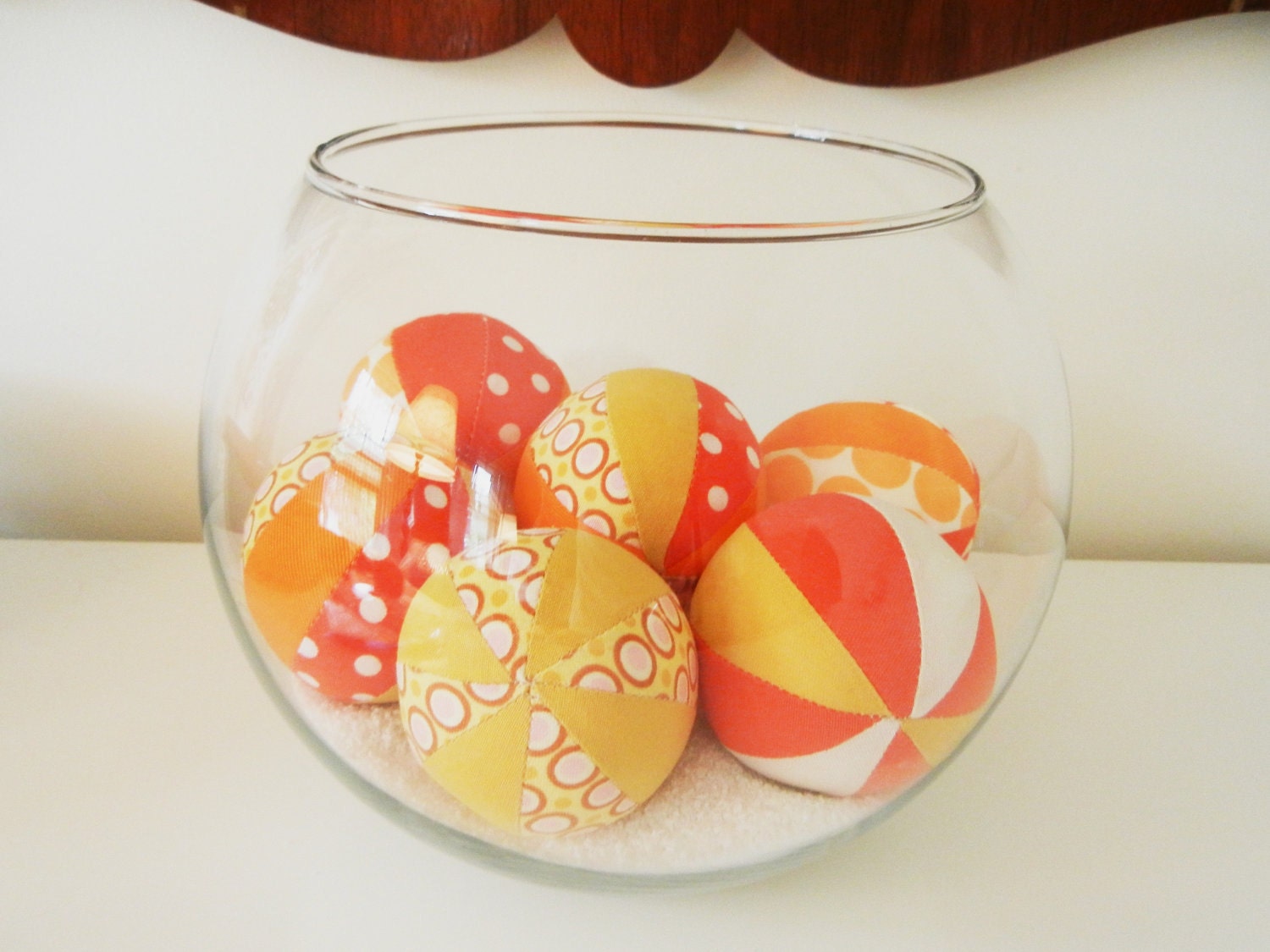 Amy Butler/Michael Miller fabric beach balls - set of 6 - home decor - wedding decor - showers- cottage - beach themed parties - nurseries