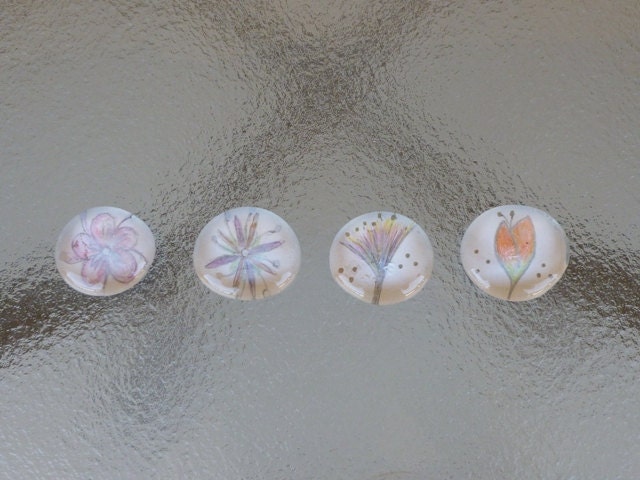 Decorative magnets - Original hand drawn designs - Colorful Flowers from the Garden