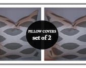 Pillows.Grey.SET OF TWO.20x20 inch.Pillow Covers Gray Ikat.Printed Fabric.Ikat Gray Pillows