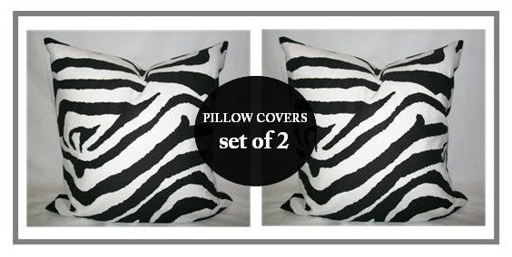 Accent Decorative Pillow Cover.Pillow Set.Accent Pillows.18x18 inch.Decorator Pillow Covers.Animal Print.Zebra Print