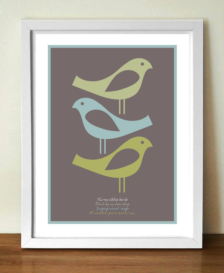BOB MARLEY Three Birds lyrics poster, A3  giclée print