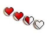 Pixel Heart Magnet Set Decoration 8 bit Zelda Geek Love - NudeAndLoiteringTees