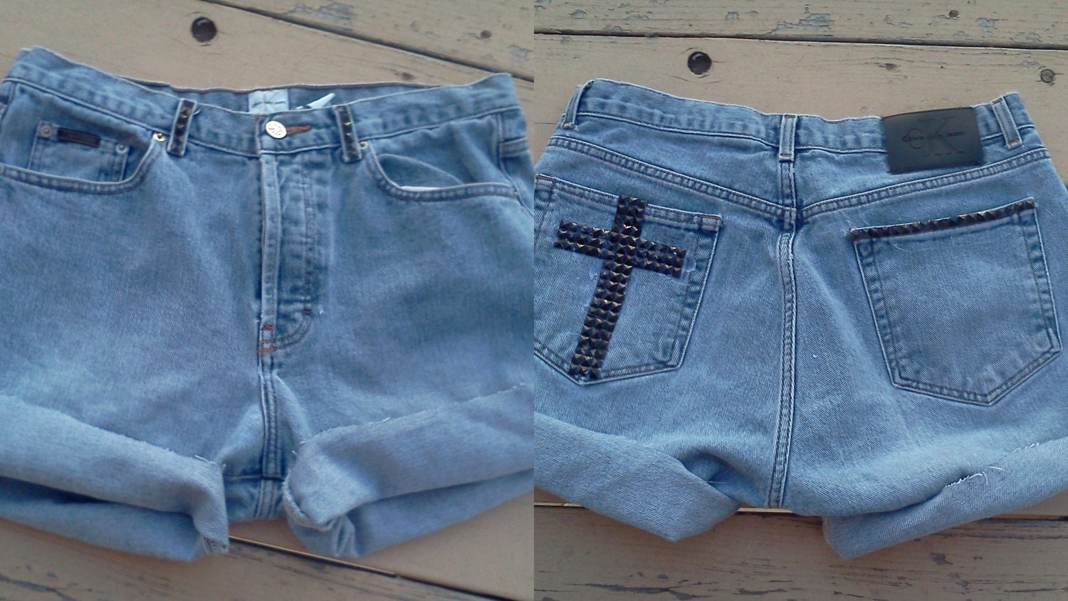 High Wasted Studded Calvin Klein Cross Shorts