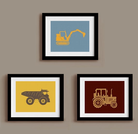 Construction Truck Print Set 8 x 10 Trucks for kids