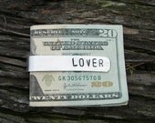 Personalized Hand Stamped Money Clip small 1/2" wide