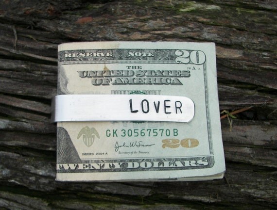 Personalized Hand Stamped Money Clip small 1/2" wide