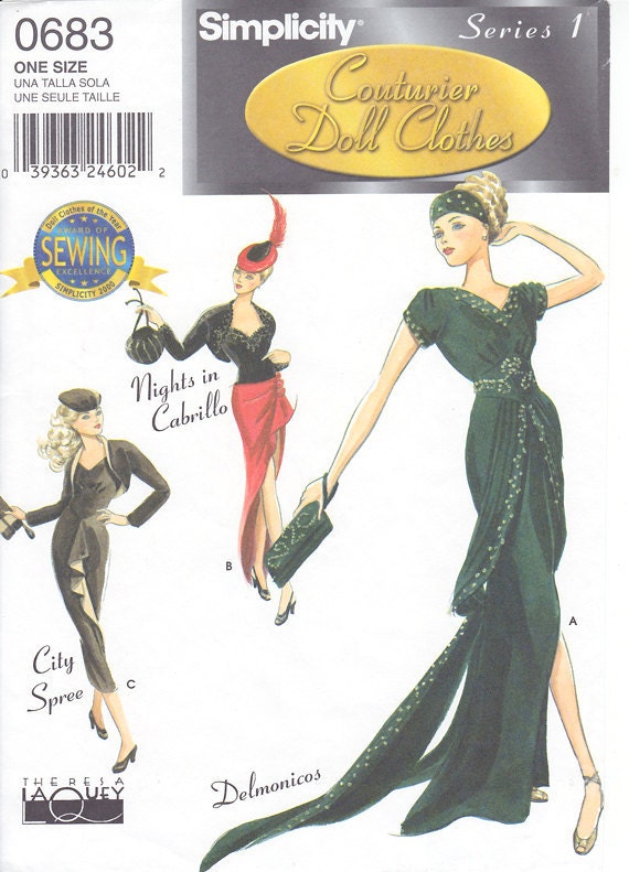 Couture Doll Clothes Pattern Simplicity 9317