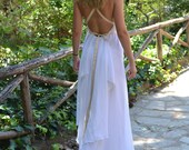 White  Chiffon Maxi Sexy / Grecian Gown / Wedding Dress/Long Wedding Gown - Handmade Gown