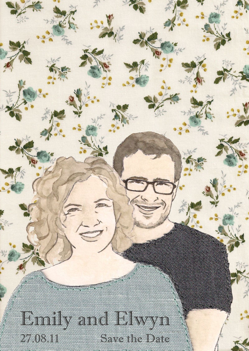 Custom Portrait Collage - Couple with Floral Background