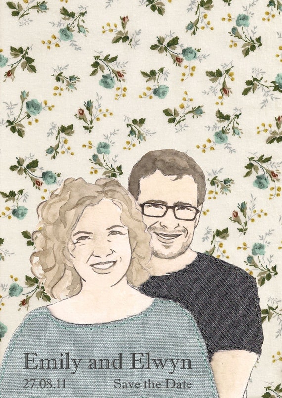 Custom Portrait Collage - Couple with Floral Background