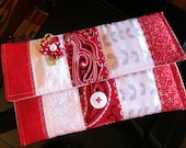 Kindle, Kindle Paperwhite and Kindle Paperwhite 3G Cover -OOAK Handmade Quilted Cotton - Red & White
