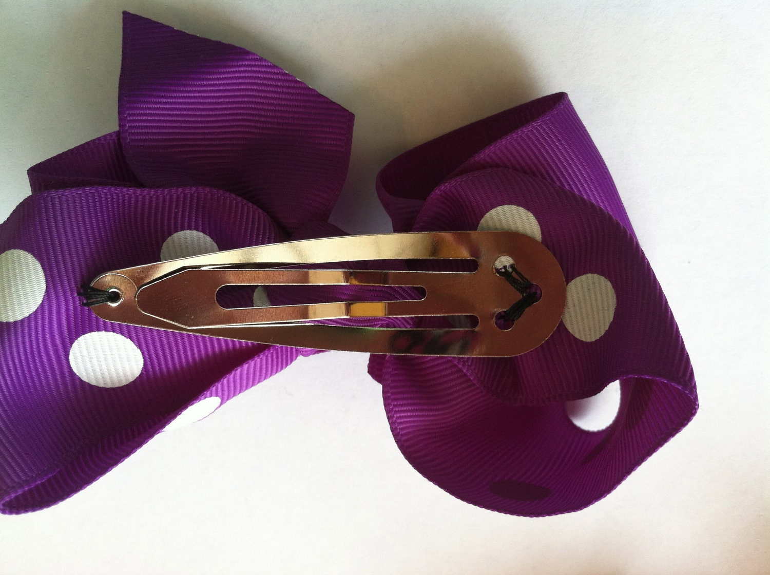 Hair Bow Clips Barrettes for Girls - Grape Purple Polka Dots