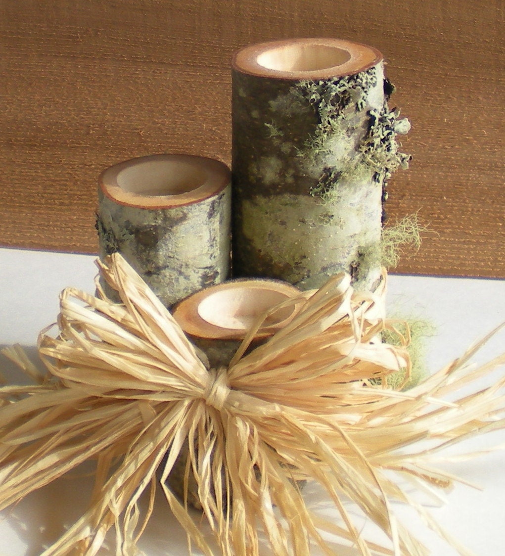 Wedding or Home Decor Tealight Candle Sets- with Raffia Bow