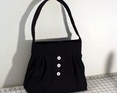 Everyday Bag with Pleats and Buttons in Black