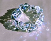 Chunky Crystal Beaded Bracelet, Hints of Purple, Green, Blue