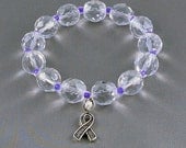 Alzheimer's Awareness Bracelet, Stretch Bracelet with Hope Ribbon Charm, with Donation