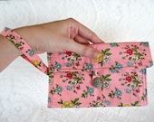 Pink Floral Clutch/Wristlet