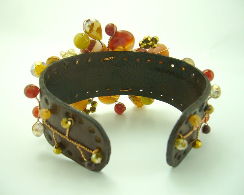 Flower agate,red tiger eye,carnelian,crystal bangle