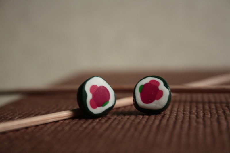 Post earrings SUSHI STYLE - polymer clay japanese food miniature post earrings
