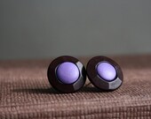 WOOD BUTTONS EARRINGS - post earrings made with wood buttons vintage style -choose your favourite colour