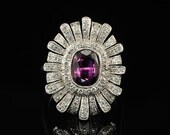 Majestic Burma ruby and diamond vintage flower ring