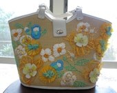 Vintage/Retro Large Straw Flower Handbag