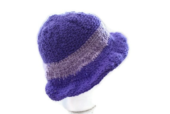 Womens Crochet Purple Flower Dress Fashion Hat Orchid Cloche Church Hat, Womens dress Hat, Derby Hat, Ladies Fashion Hat, Church Hat