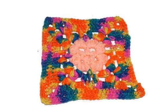 Crochet Hotpad Granny Square Potholder Rainbow Trivet, Hotpads