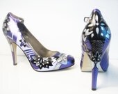 Purple Lady Pumps - Hand Painted Heels