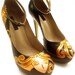 Hand Painted Shoes- Blond Lady Pumps-Party Painted Shoes