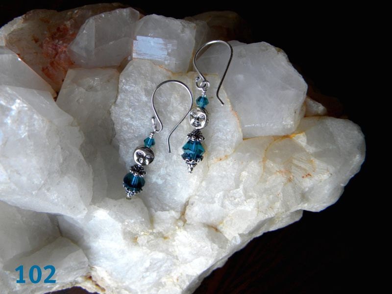 Swarovski Crystals and Silver Moon Earings