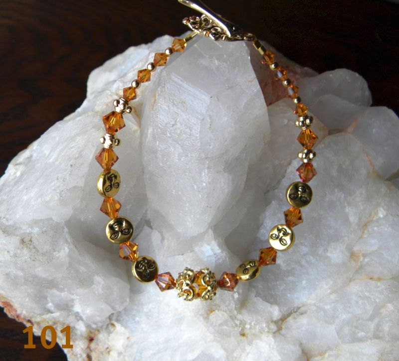 Swarovski crystal and gold moon bracelet