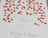 Wedding Tree Thumbprint Guest Book with Bench Detail- Medium Size Fits 90-150 Thumbs
