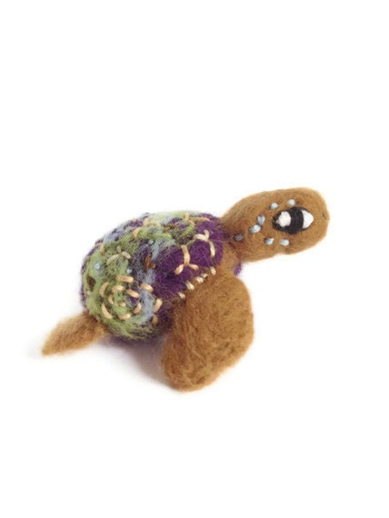 RESERVED FOR BARBARA: Sky Turtle. Needle Felted Sea Turtle, Miniature Felt Folk Soft Sculpture